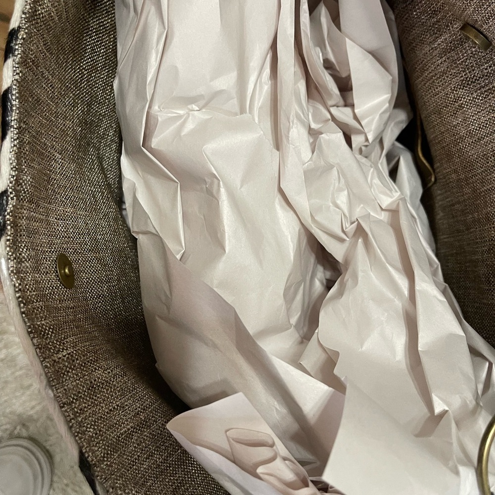 Zebra Print Shoulder Bag with Black Accents. Cowhide and Leather. - Picture 2 of 4